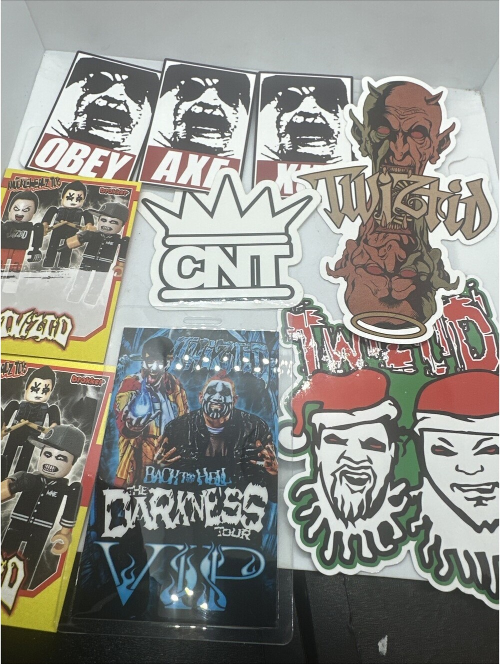 Twiztid Sticker Card VIP Pass LOT 10 Knuckleheadz Toys CNT Axe Obey Holiday
